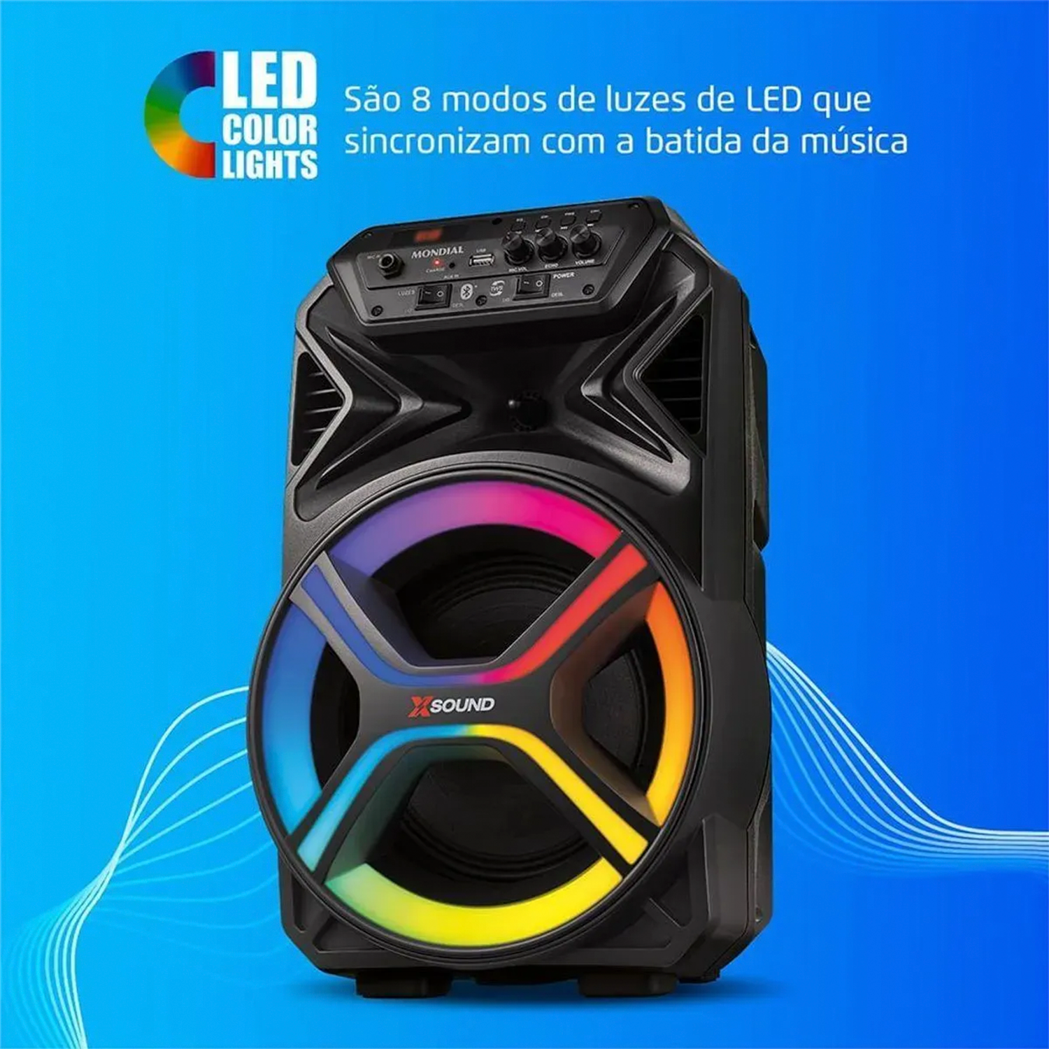 Caixa de Som Amplificadora Mondial CM-400-L com Led 400W Caixa de Som Amplificadora Mondial CM-400-L com Led 400W